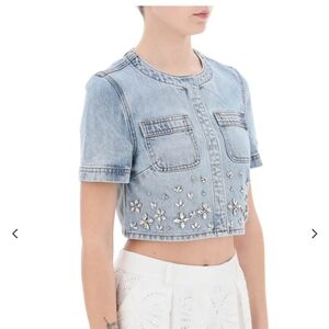 Self Portrait Embellished Denim Top